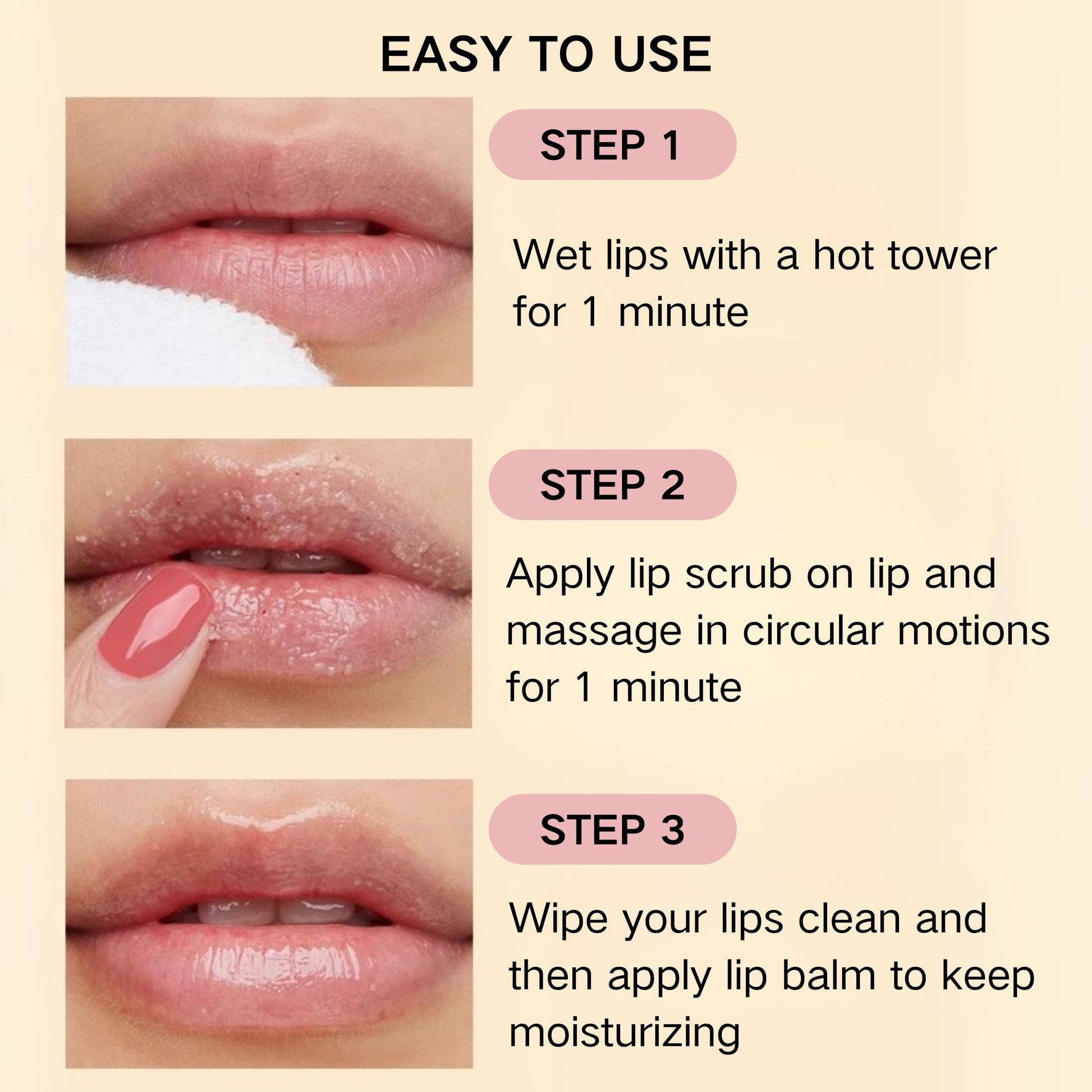 Demonstration of silicone lip brush for exfoliation