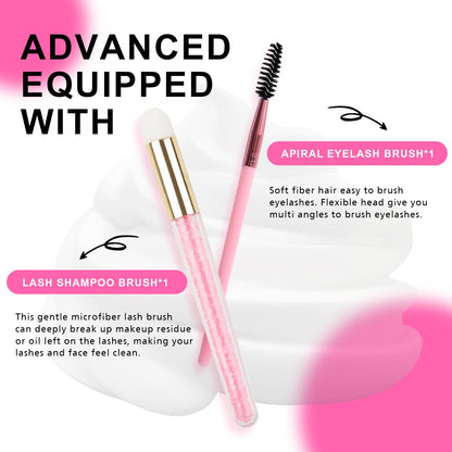 TDance lash cleanser foam texture on hand