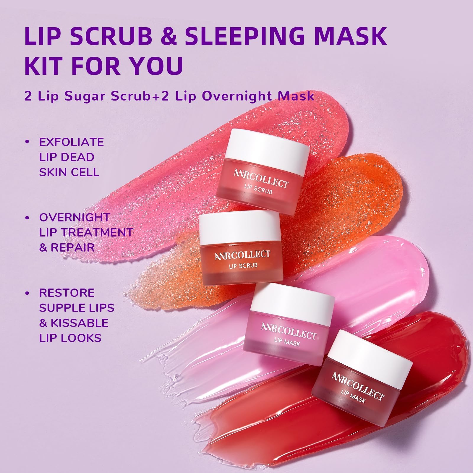 Anrcollect lip exfoliator and sleeping mask set packaging
