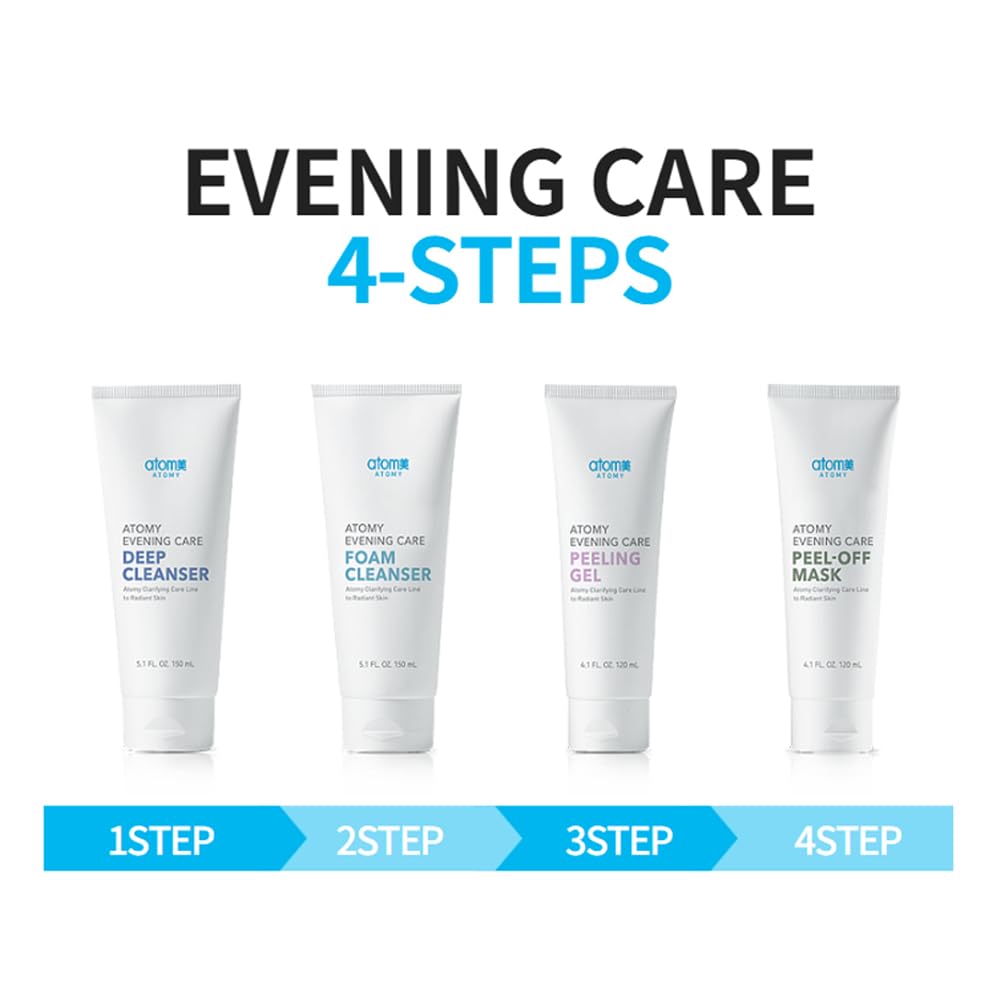 Close-up of Atomy Evening Care skincare product packaging and text details