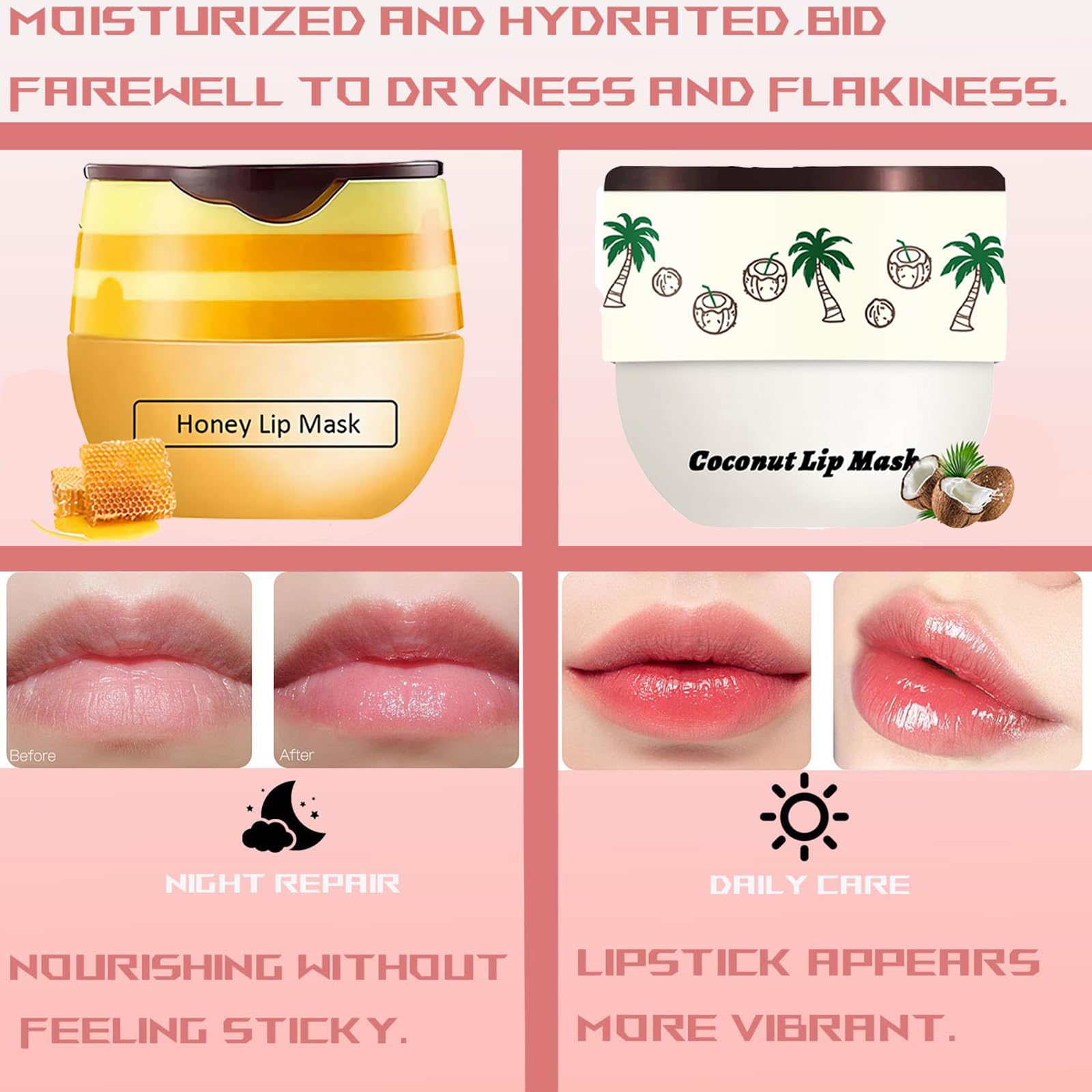 Close up of Tirdet honey pot lip mask texture and applicator stick