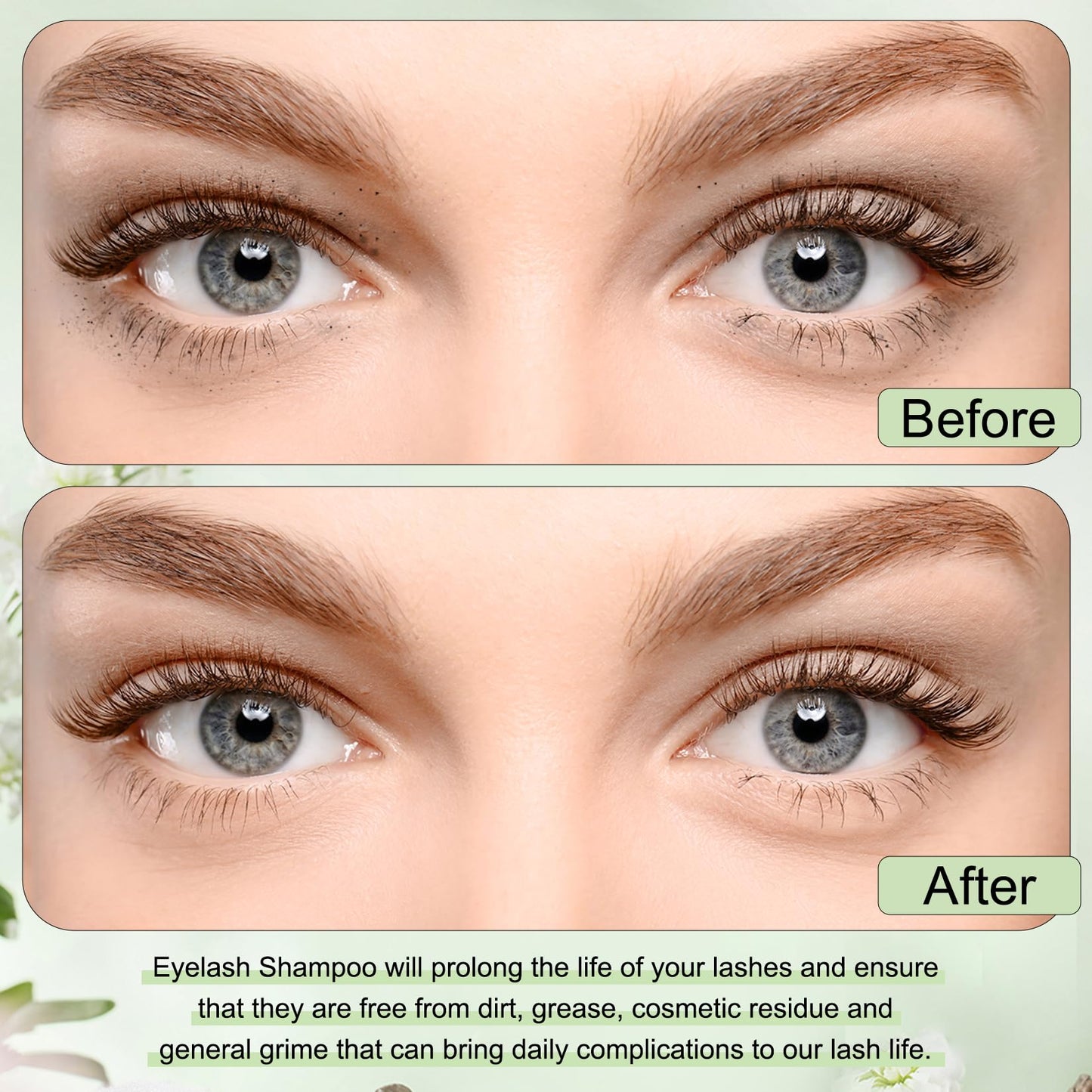 Foaming lash cleanser bottle close up view