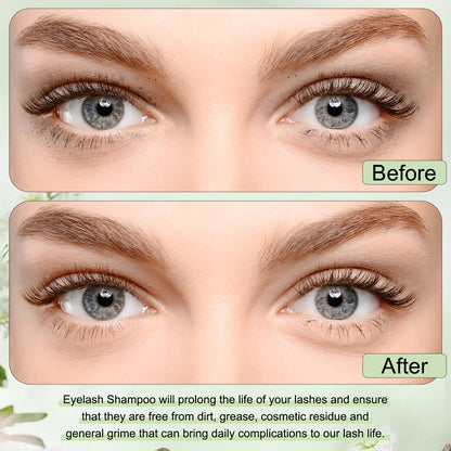 Foaming lash cleanser bottle close up view