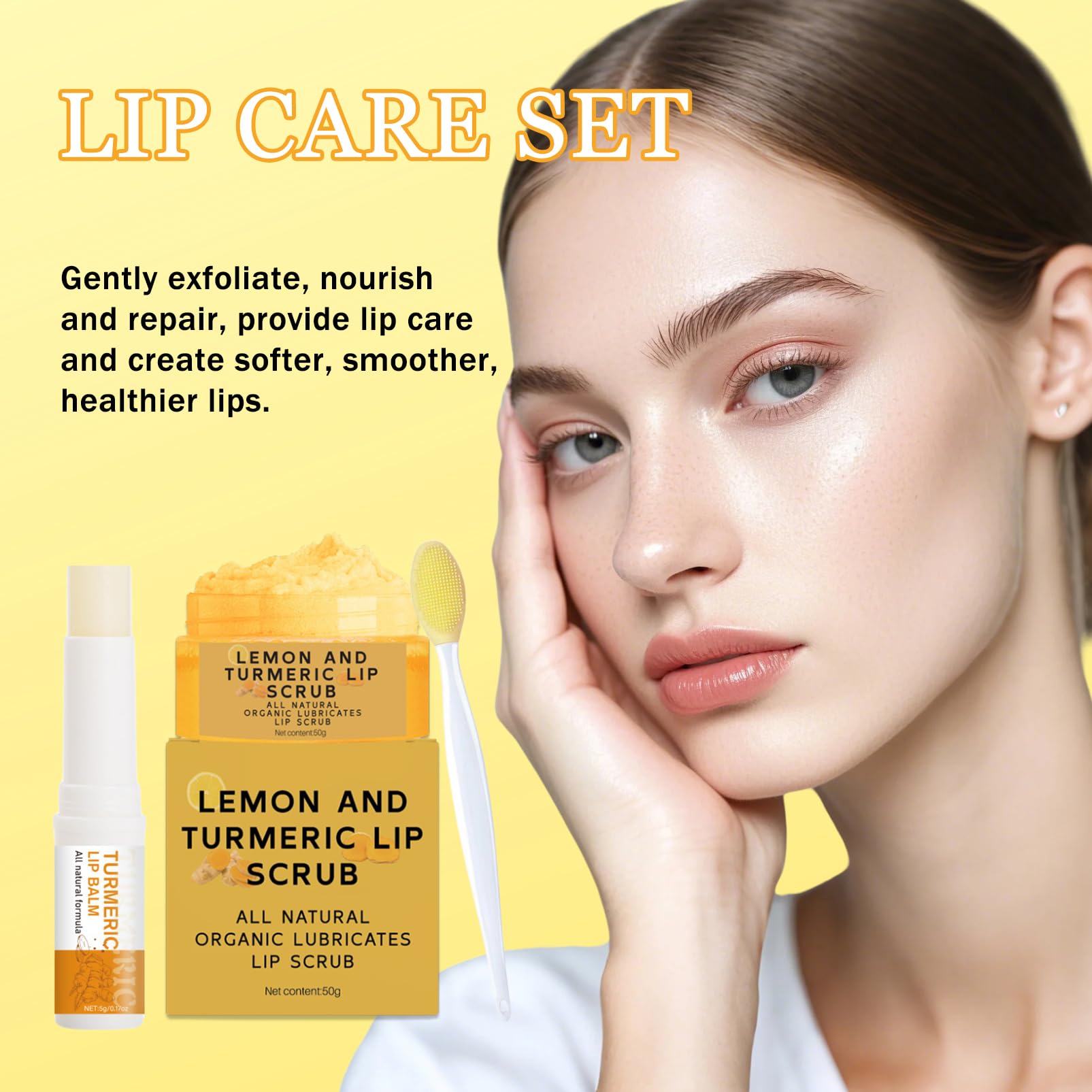 Murend turmeric lip scrub jar and brush applicator