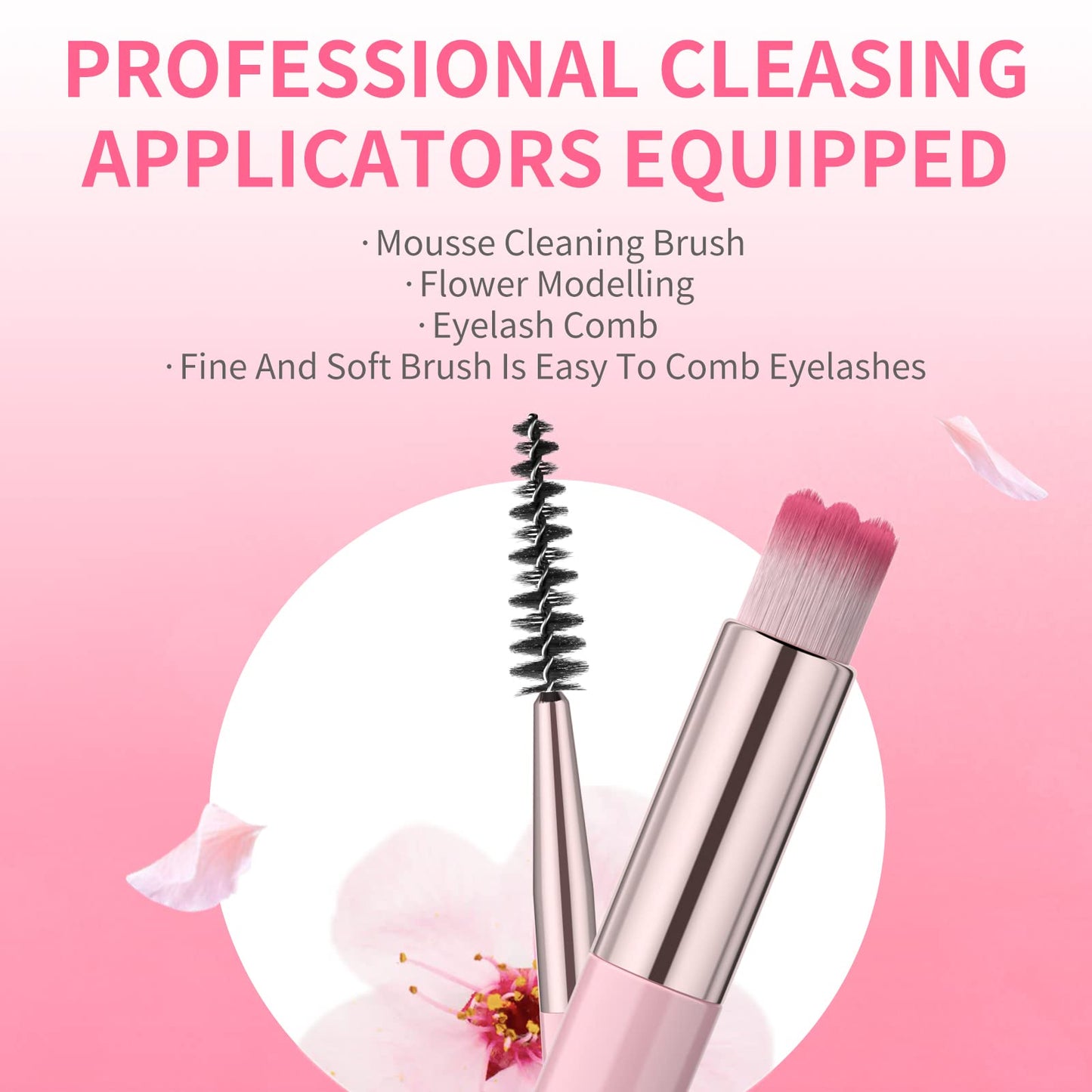 Close up of sulfate free lash bath solution for sensitive skin and eyelids