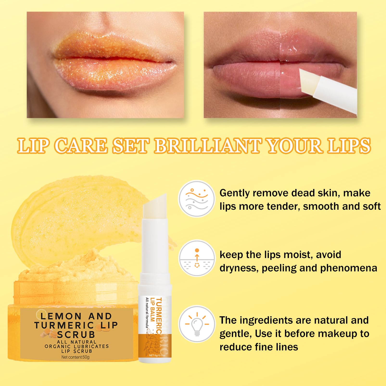Murend turmeric lemon lip care set for dark lips