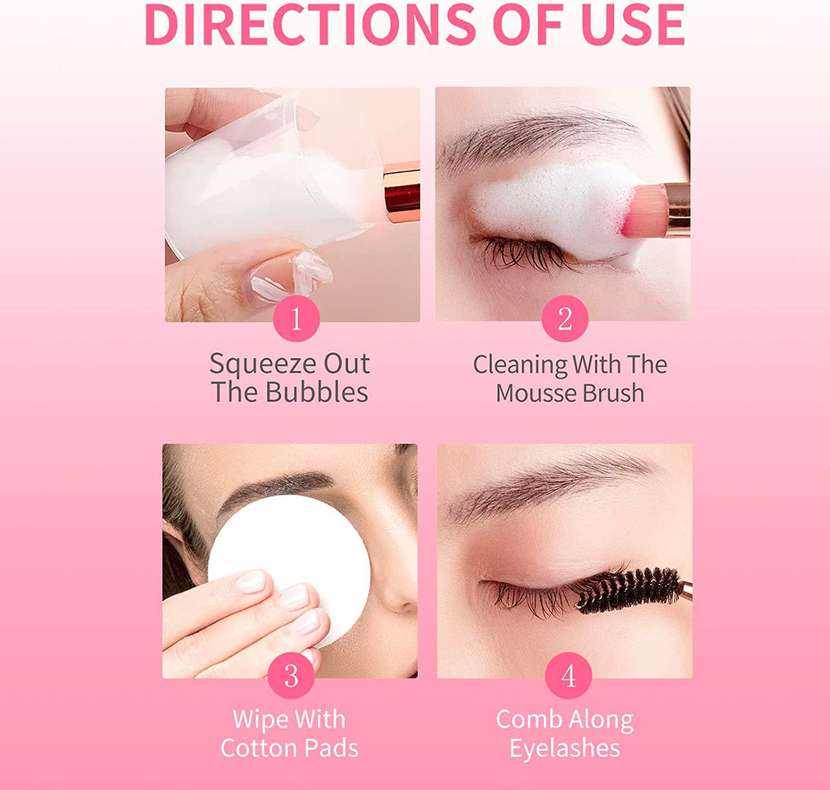 Close-up view of Breylee 60 milliliter eyelash extension cleanser label