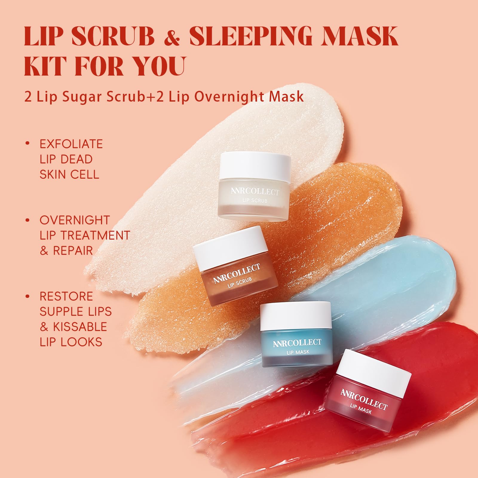 Two containers of Anrcollect lip exfoliator scrub
