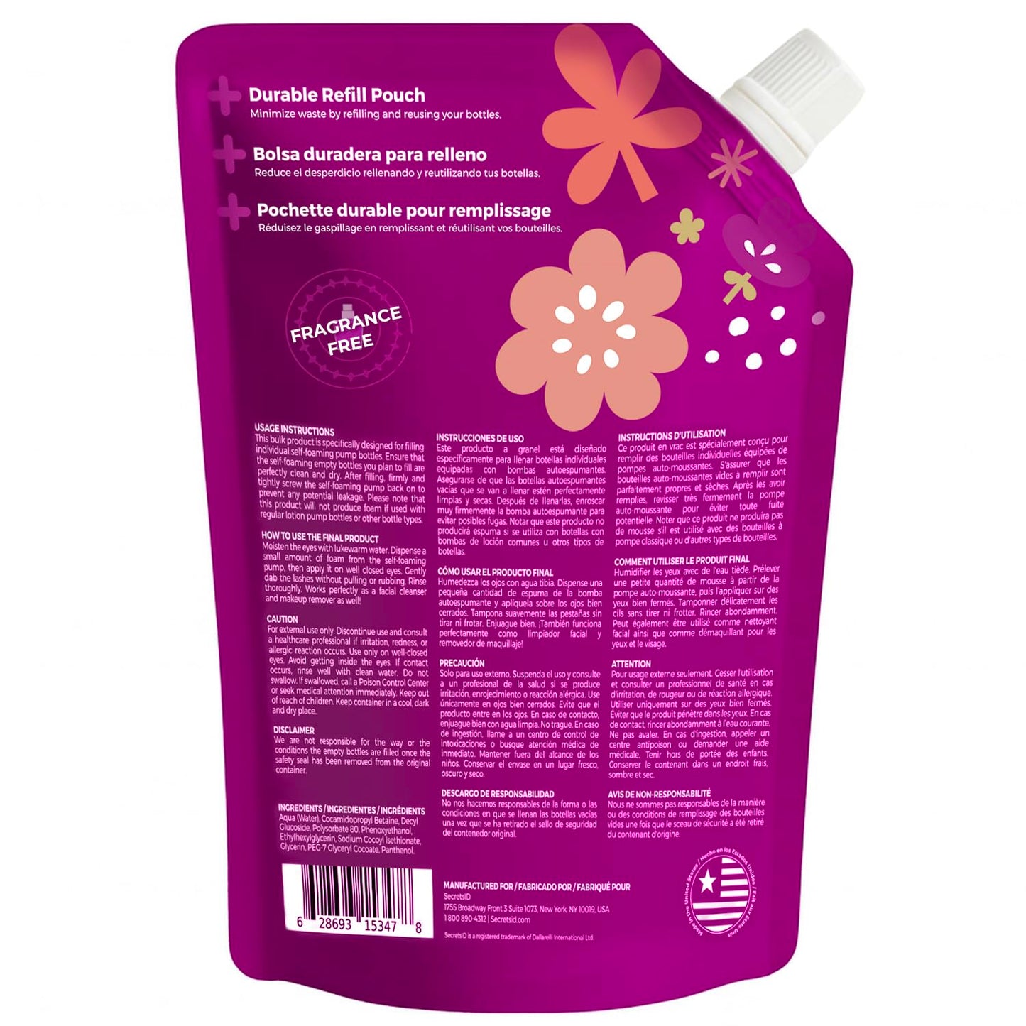 SecretsID lash cleanser concentrate bottle for professional salon use