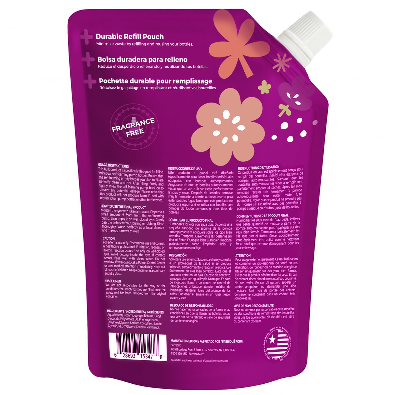 SecretsID lash cleanser concentrate bottle for professional salon use