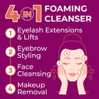 Comparison view of clean versus makeup-laden lashes during cleansing routine