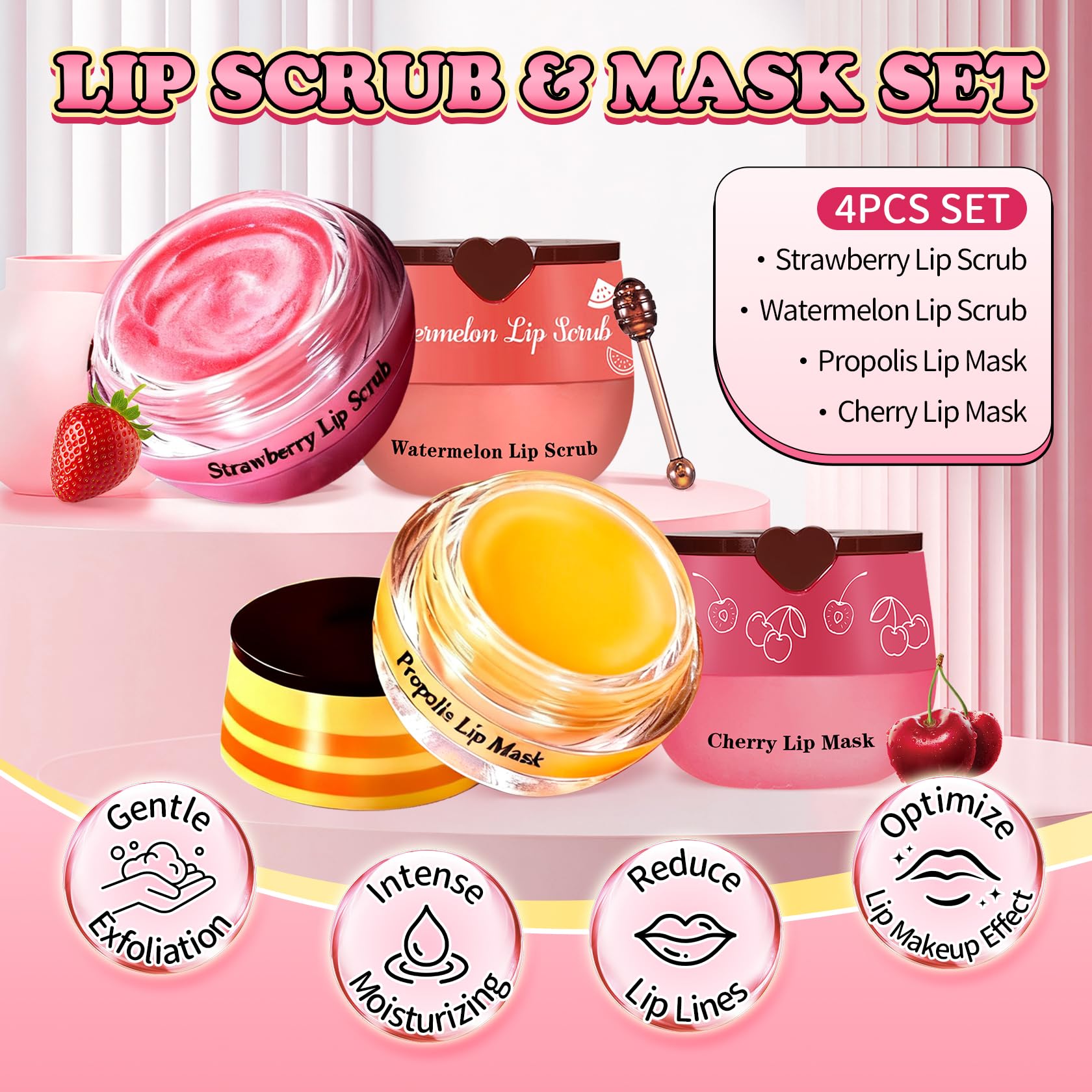 Deepmind lip care set with cherry and honey pots