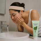 Glamfox Moisture Aloe Vera Cleansing Foam ingredient and detail text display on the back of the tube.