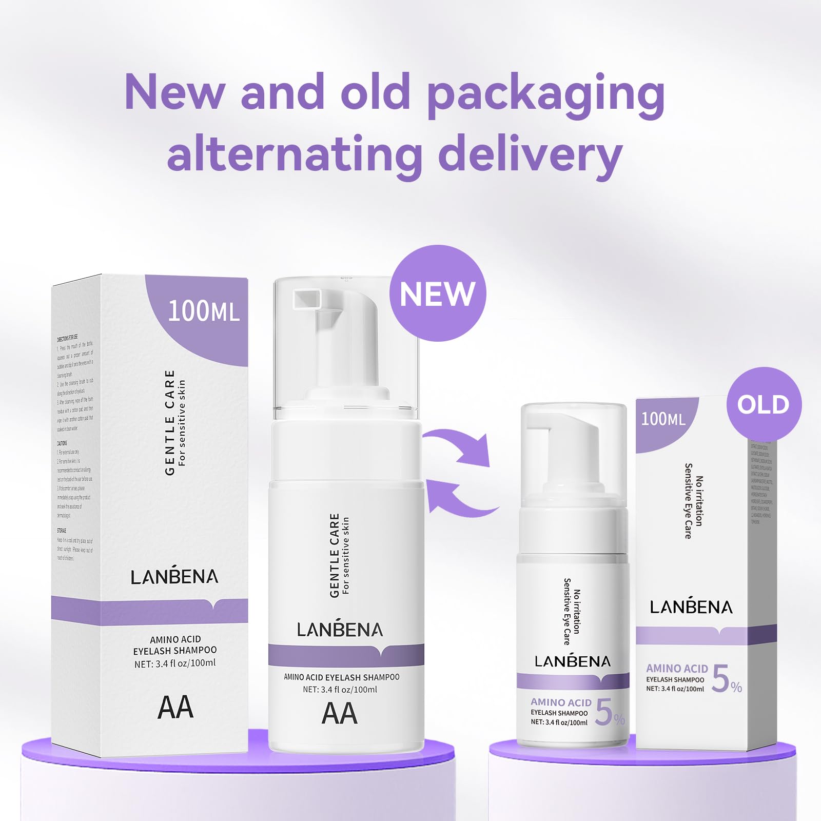 Oil free eyelash cleanser foam application on sensitive eyes