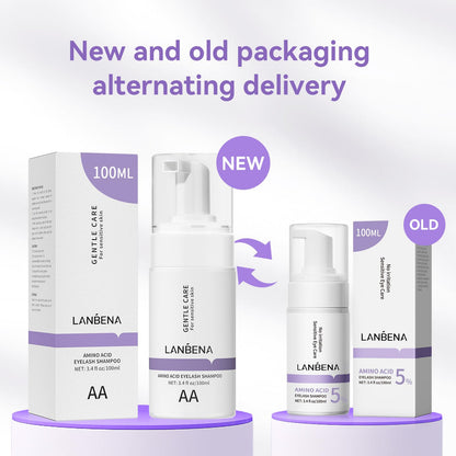 Oil free eyelash cleanser foam application on sensitive eyes