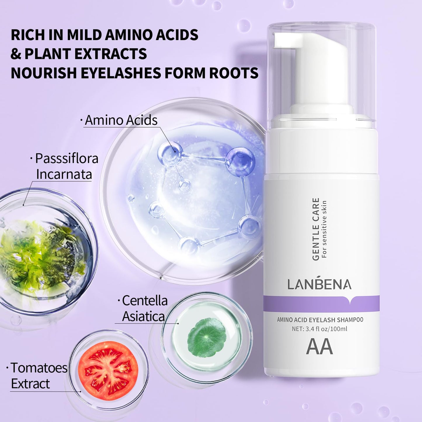 LANBENA professional salon grade lash extension shampoo packaging details