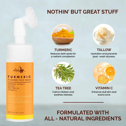 Side view of 150ml Live Healthy turmeric foaming cleanser packaging