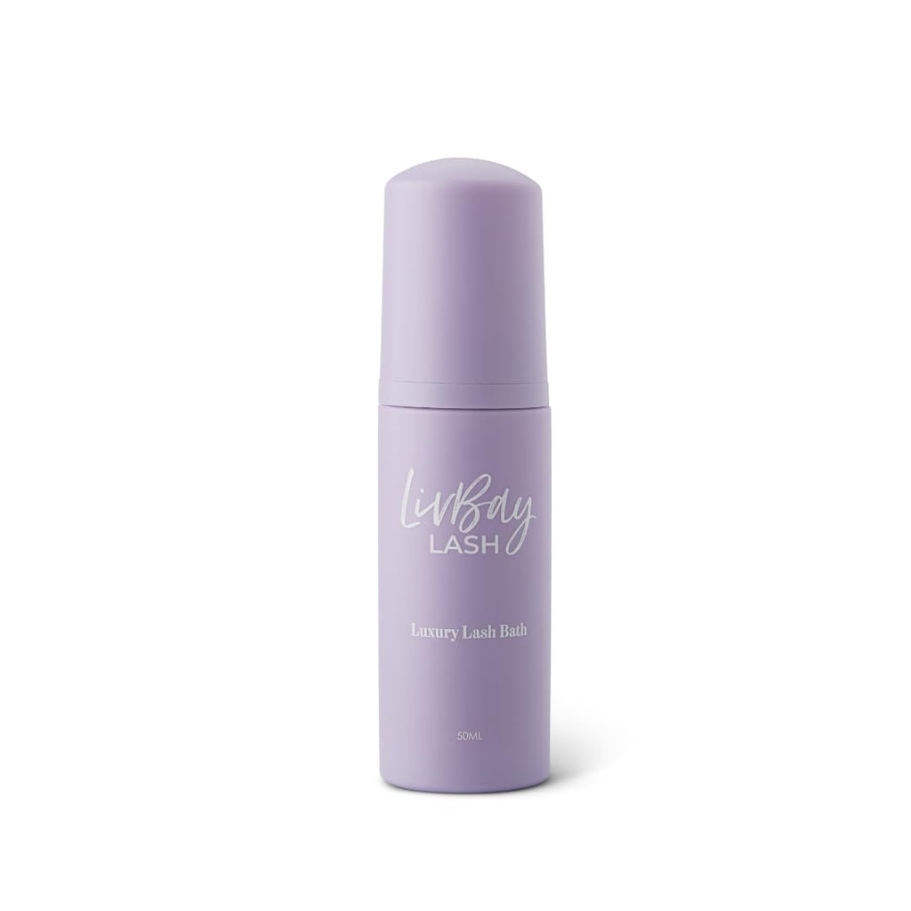 LivBay foaming lash cleanser pump bottle with specialized soft cleaning brush
