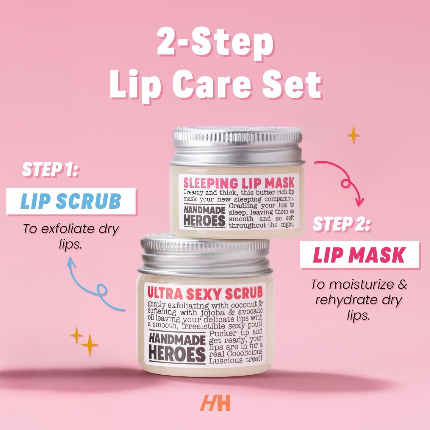 Handmade Heroes coconut lip scrub in jar with texture
