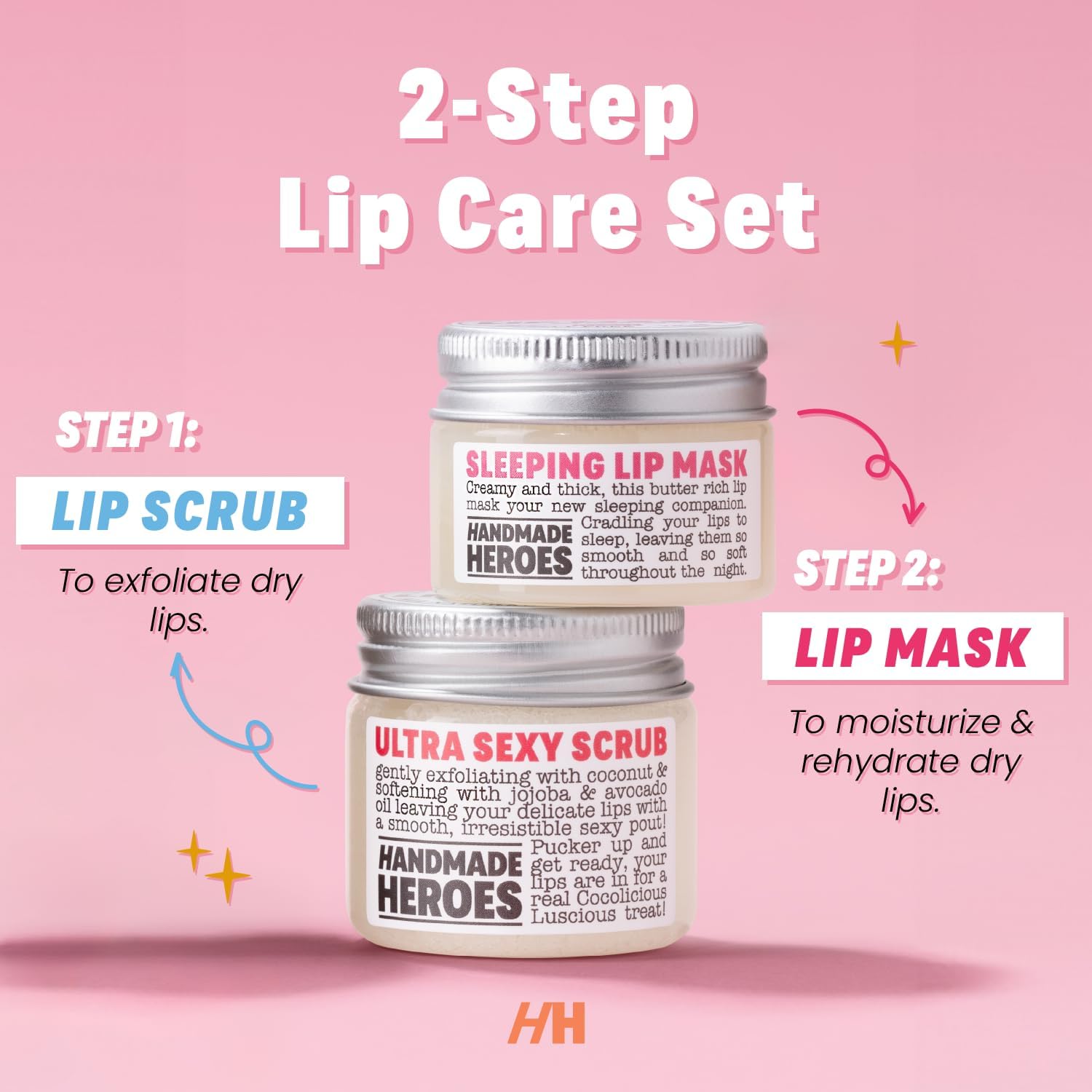 Handmade Heroes coconut lip scrub in jar with texture