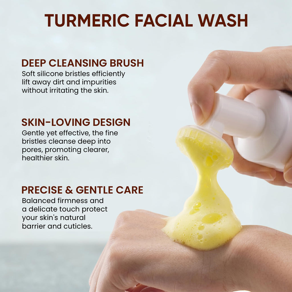 Live Healthy turmeric foaming face wash back label with ingredients