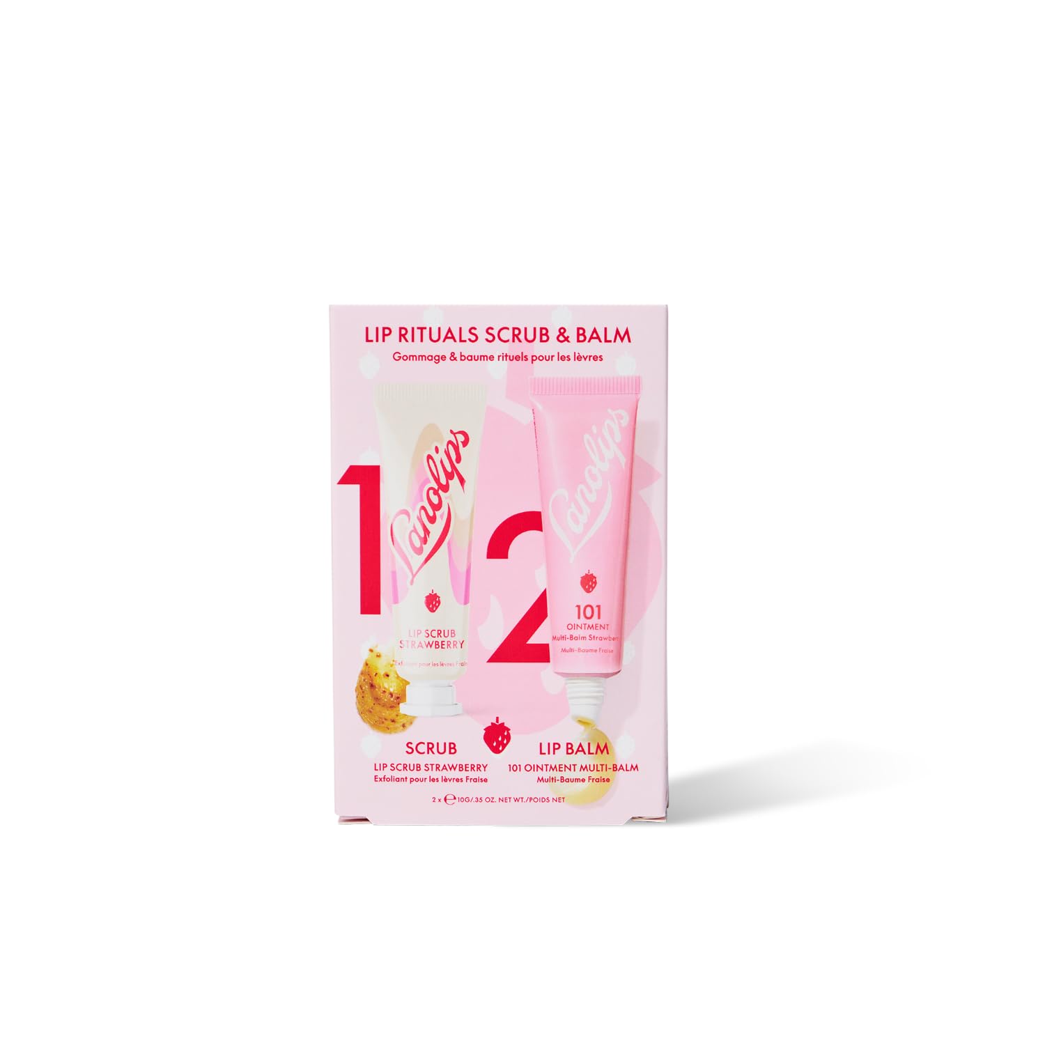 Lanolips Strawberry Lip Scrub and Balm kit packaging