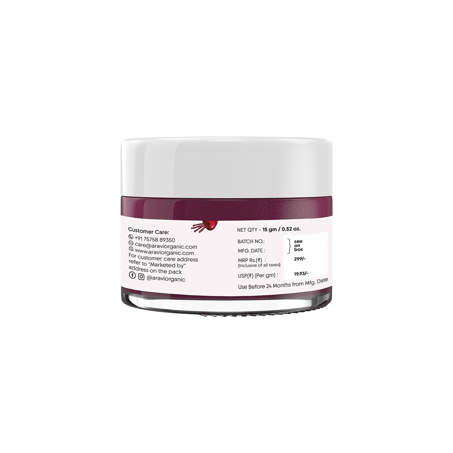 Aravi Organic lip scrub texture with beetroot and shea butter
