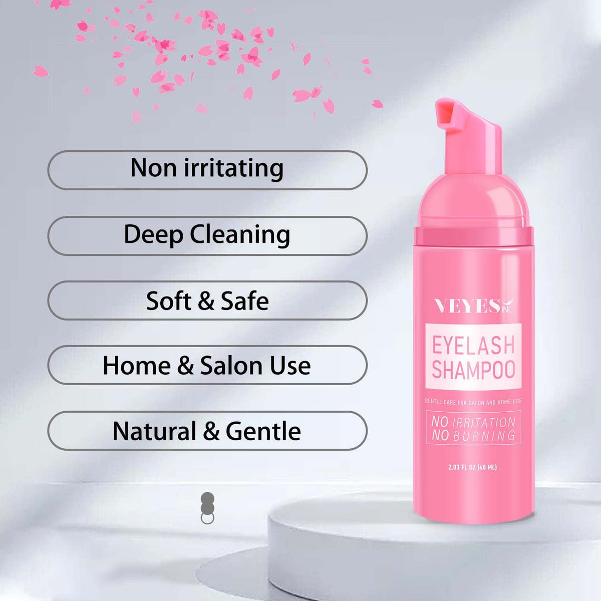 Veyes Inc lash shampoo foam texture demonstration