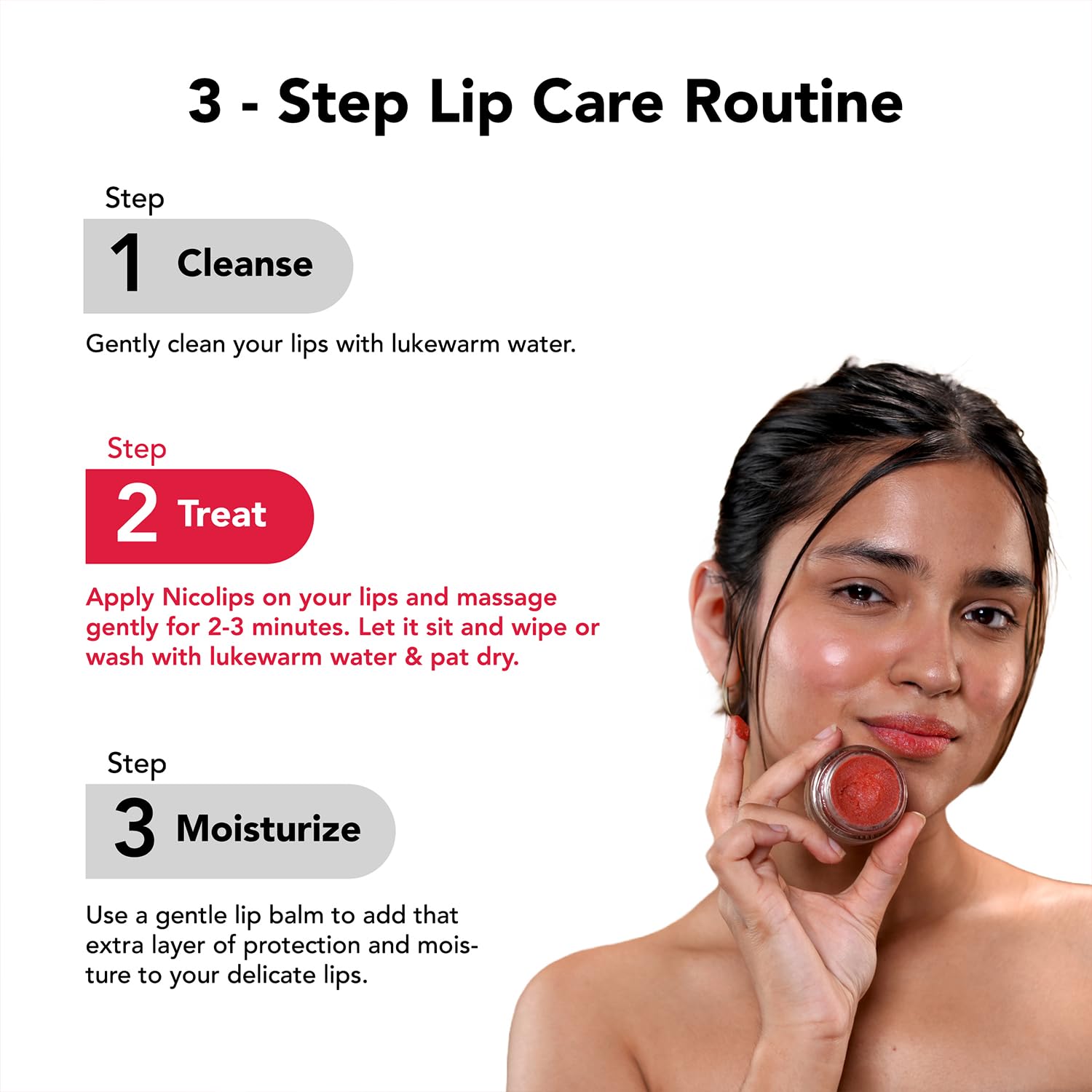 Application of Bella Vita Organic Nicolips scrub on lips