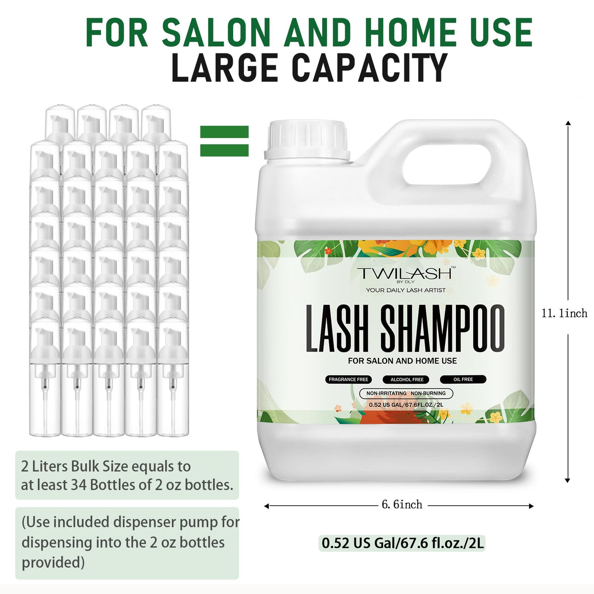 Twilash by DLY eyelash cleanser bottle with included foam pump dispensers