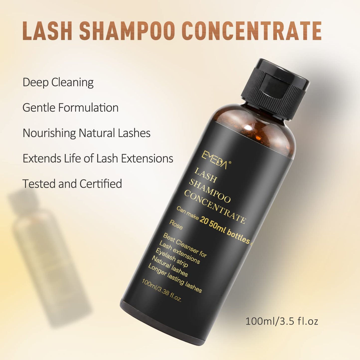 EMEDA eyelash extension cleanser concentrate liquid kit with foaming bottle and brush