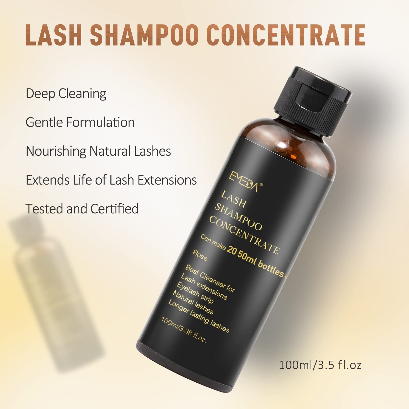 EMEDA eyelash extension cleanser concentrate liquid kit with foaming bottle and brush