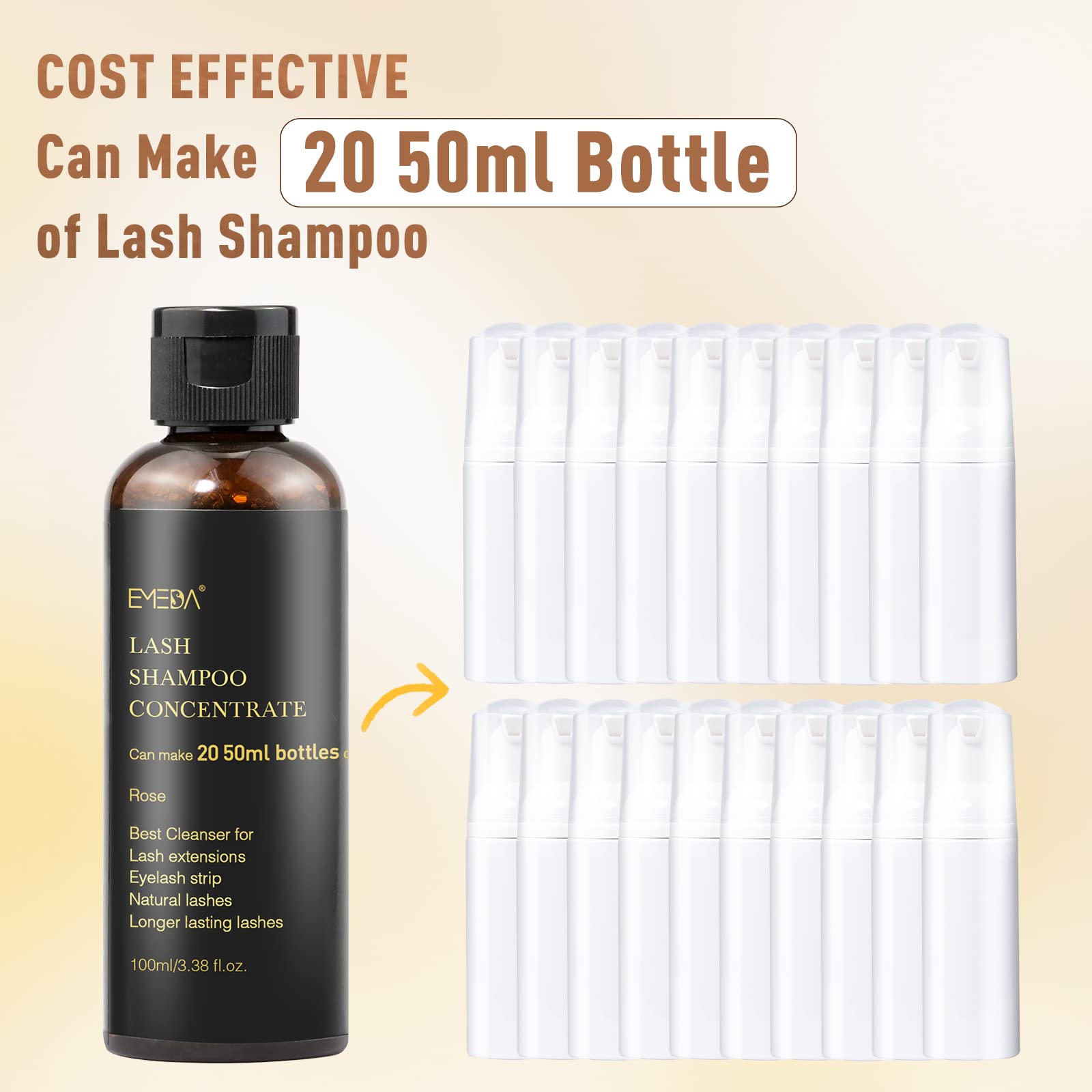 EMEDA lash bath solution rose scented formula for professional salon and home use