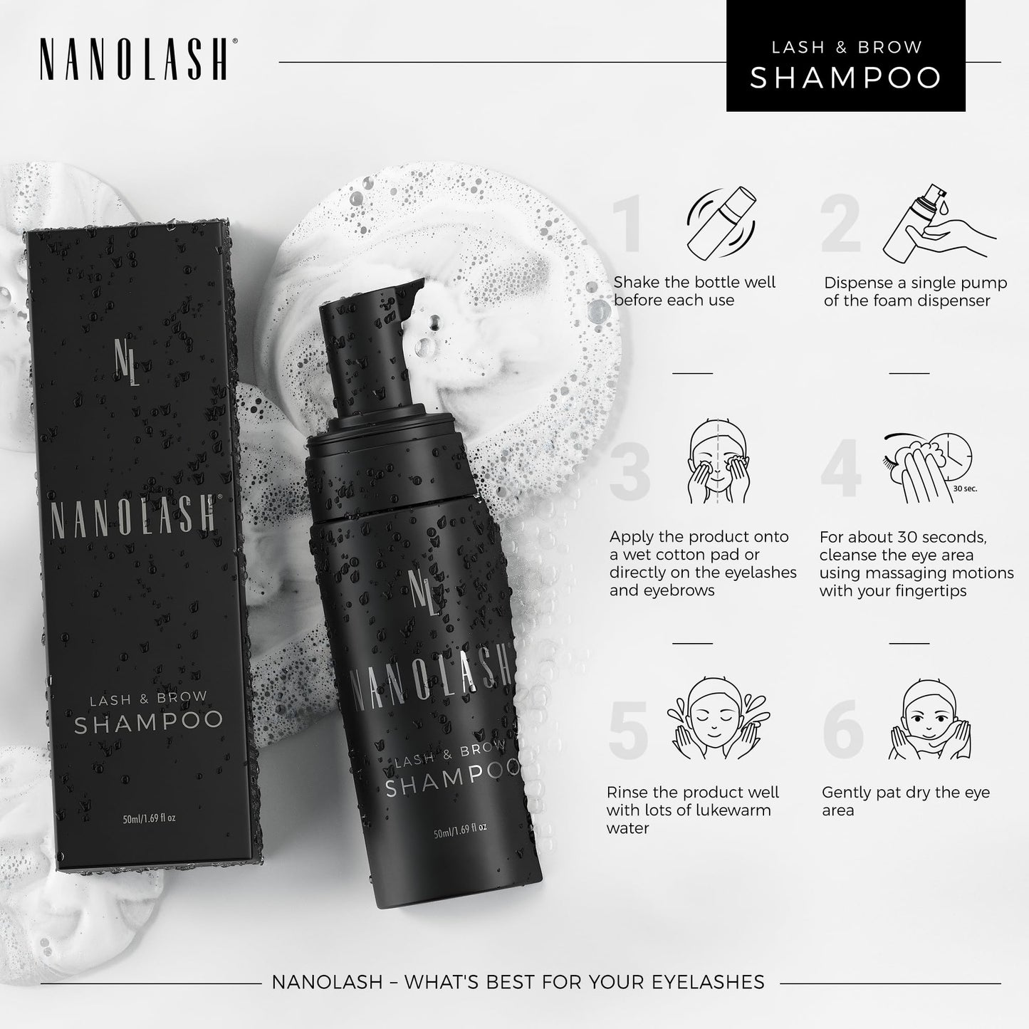 Professional eyelash extension cleanser by Nanolash