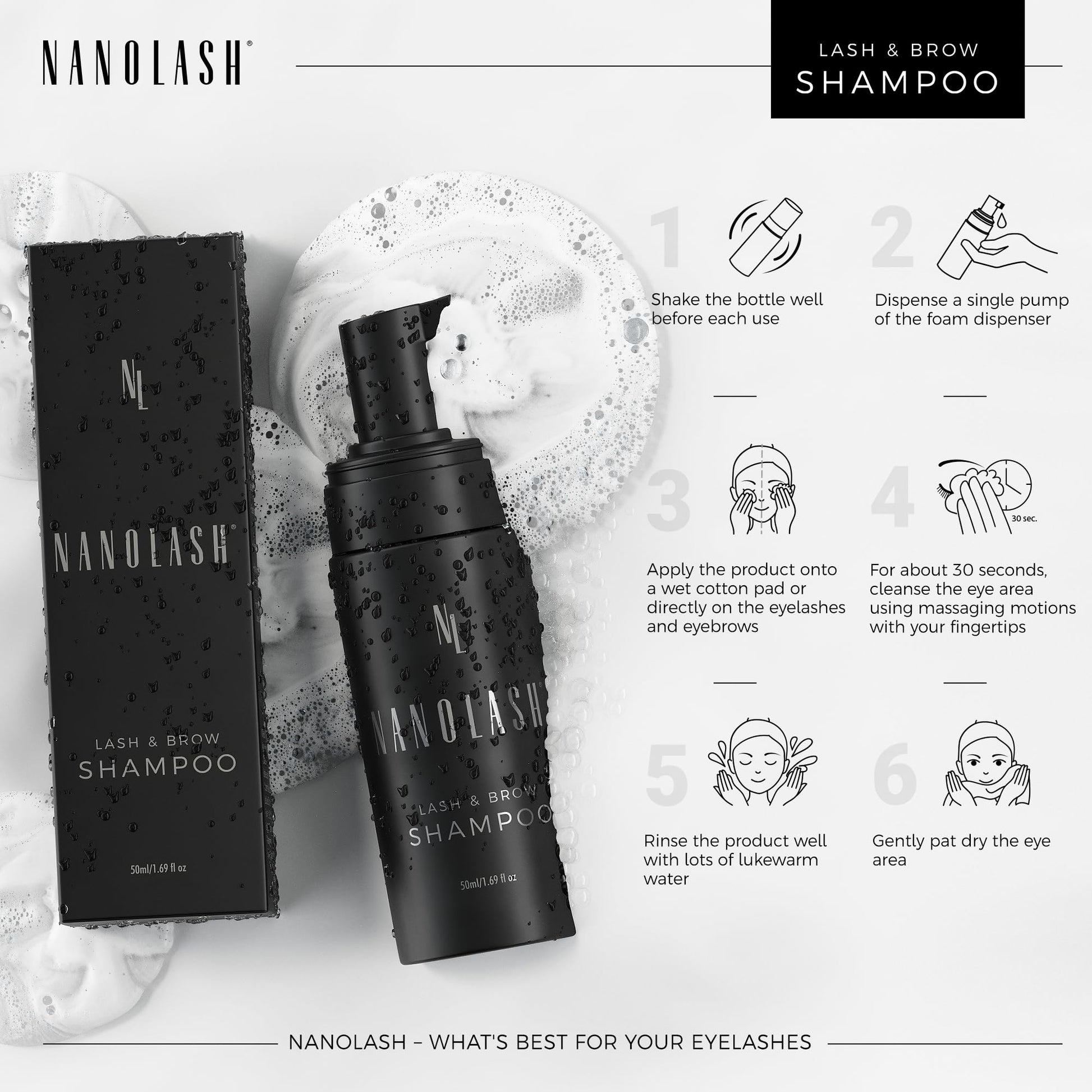 Professional eyelash extension cleanser by Nanolash