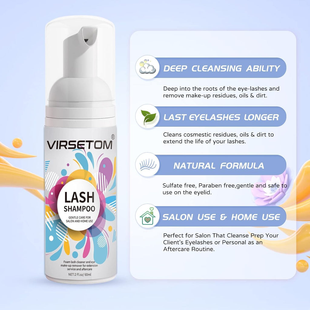 Vemofoper foaming lash shampoo bottle with pump dispenser