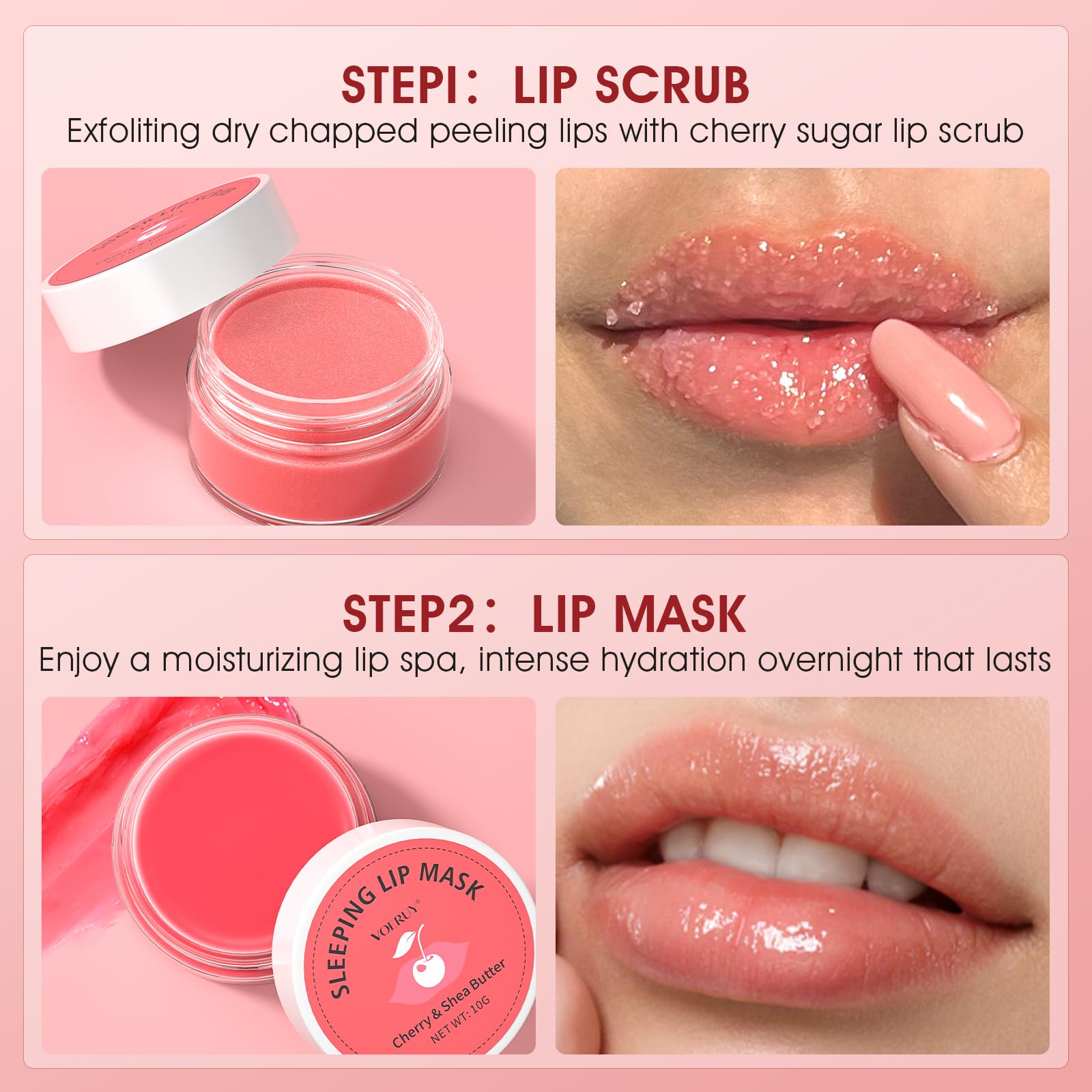 Applying lip mask with small cosmetic brush