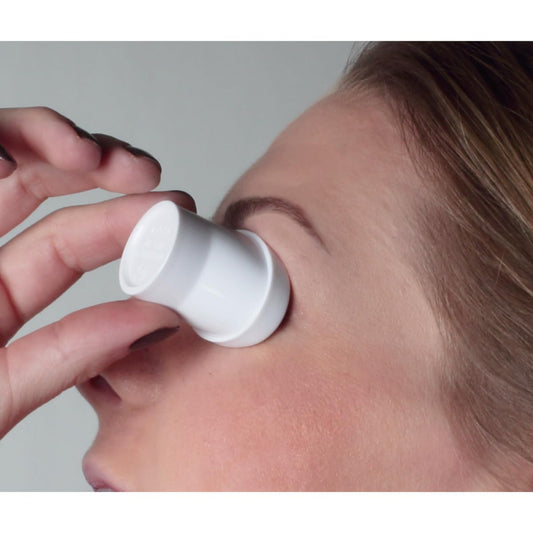 Flents reusable white plastic eye care wash cup showcasing the ergonomic contoured rim