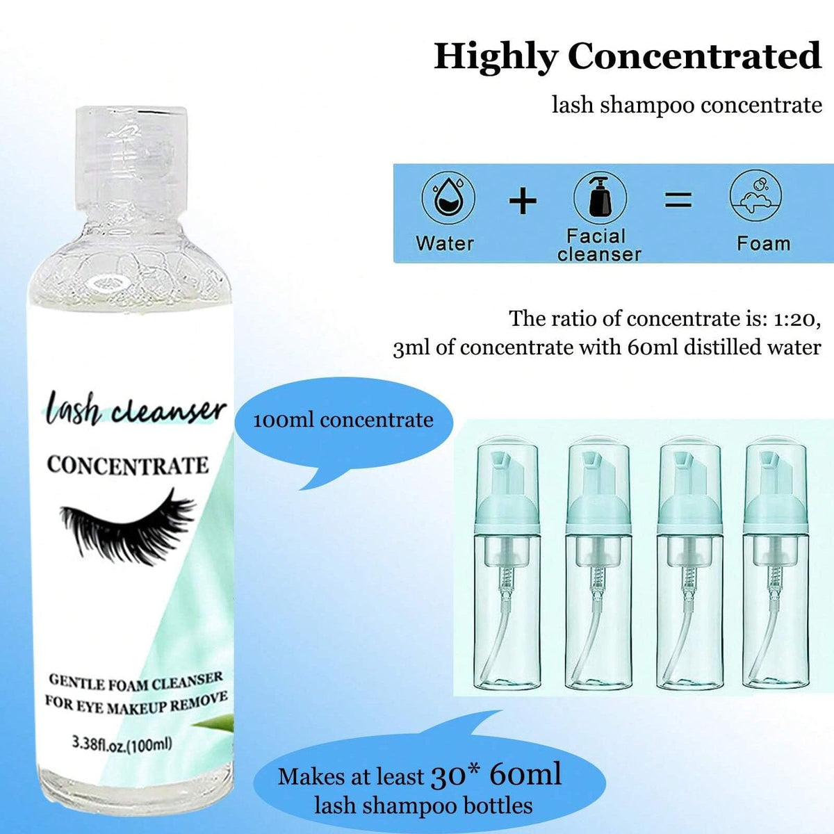 Close-up view of Arison Lashes 100ml packaging details and teal branding