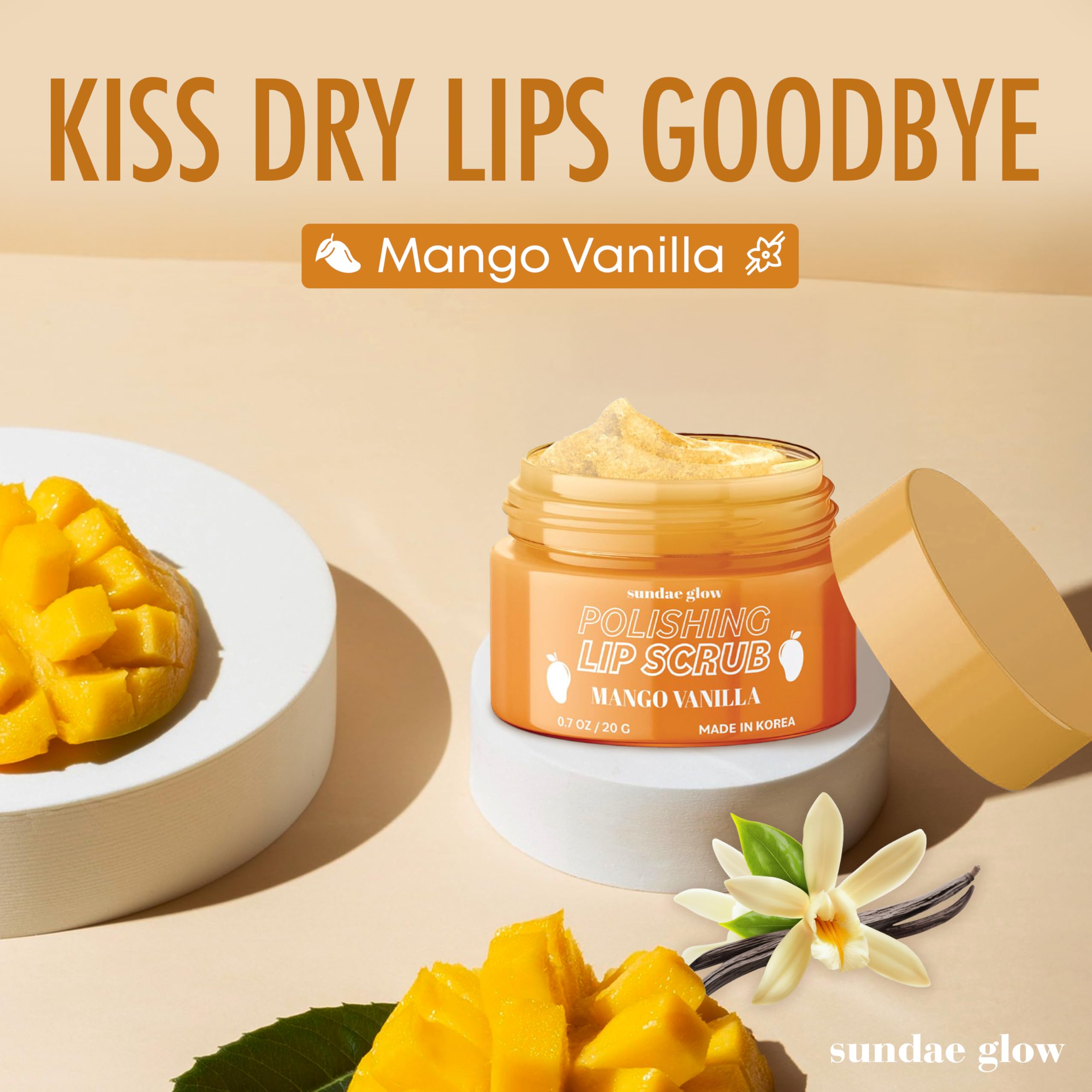 Korean skincare Sundae Glow lip scrub on applicator