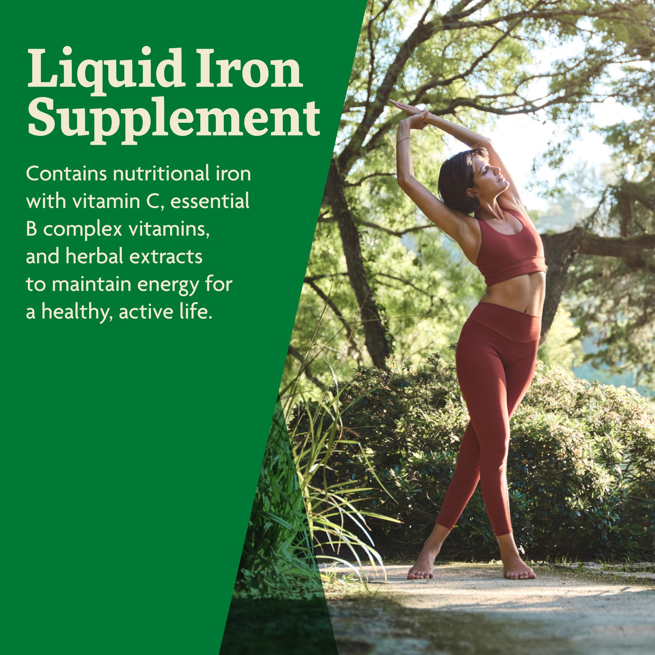 Side label view of Floradix Liquid Supplement detailing plant based ferrous gluconate ingredients