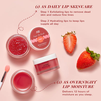 Strawberry scented lip scrub and mask texture