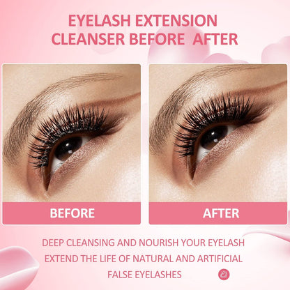 Paraben and sulfate free eyelash shampoo bottle close up texture