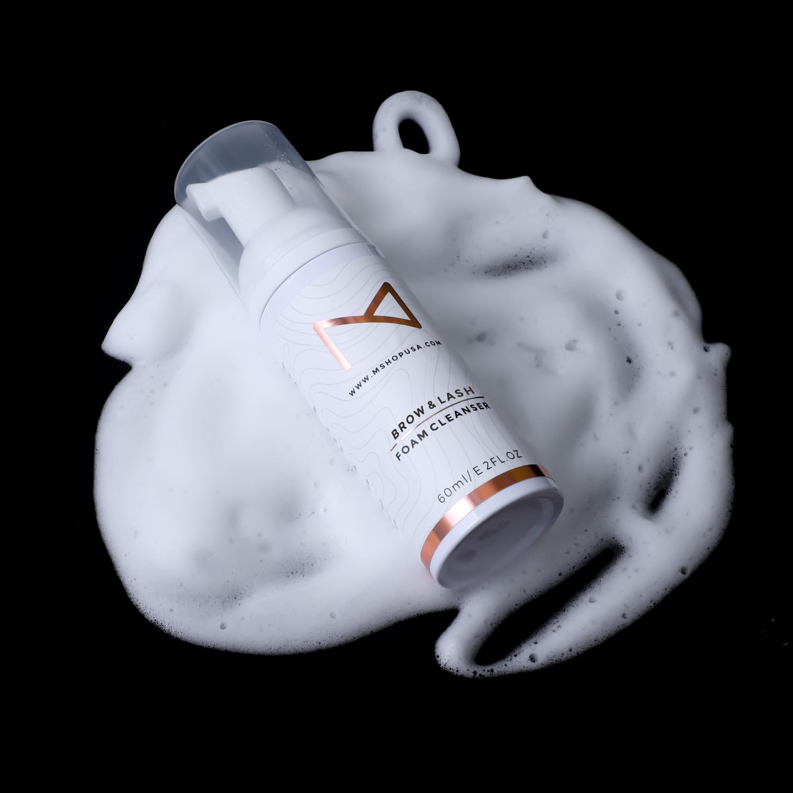 M Beauty Studio 60ml eyelash extension and microblading foaming cleanser bottle