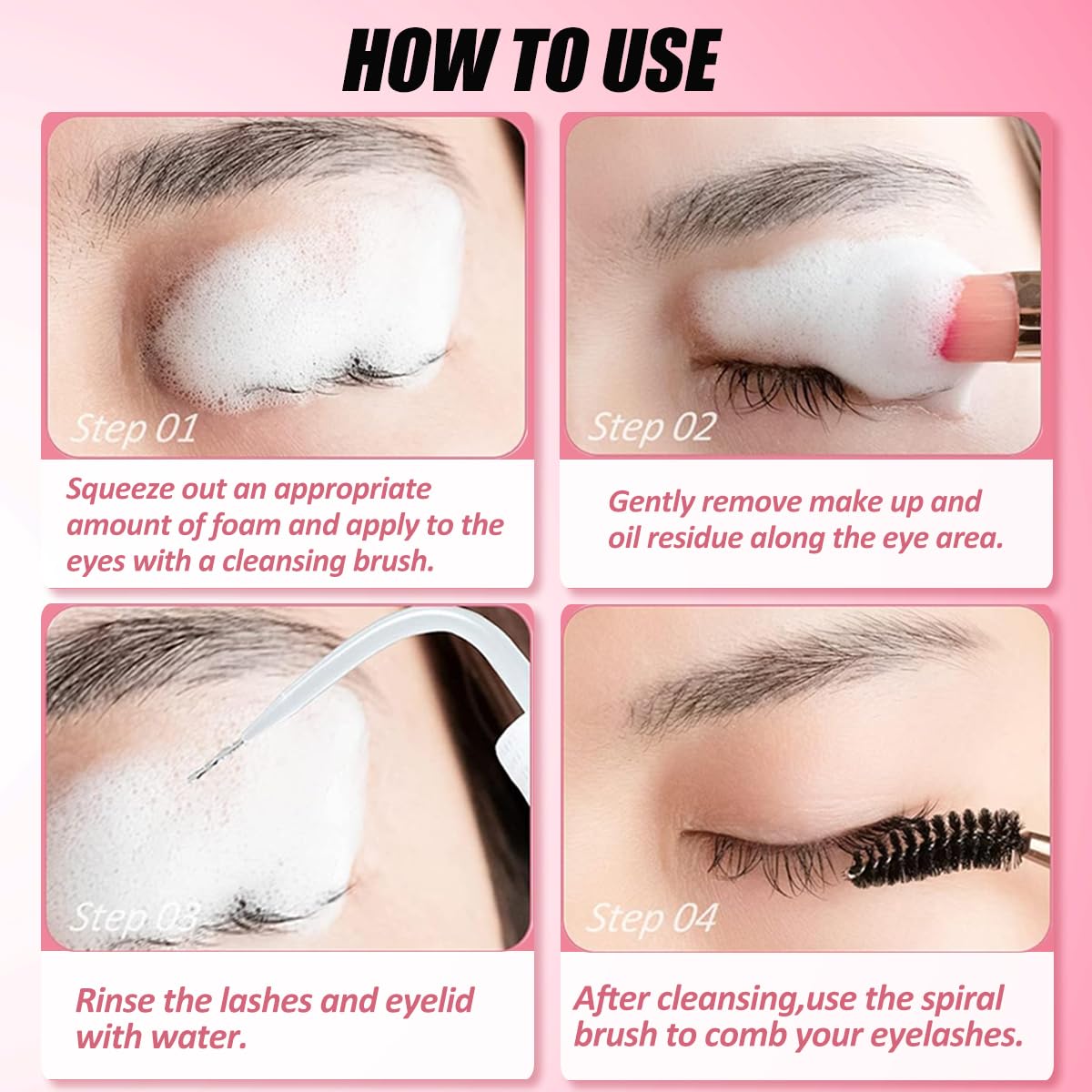 Deep cleansing foam makeup remover for sensitive eyes and extensions