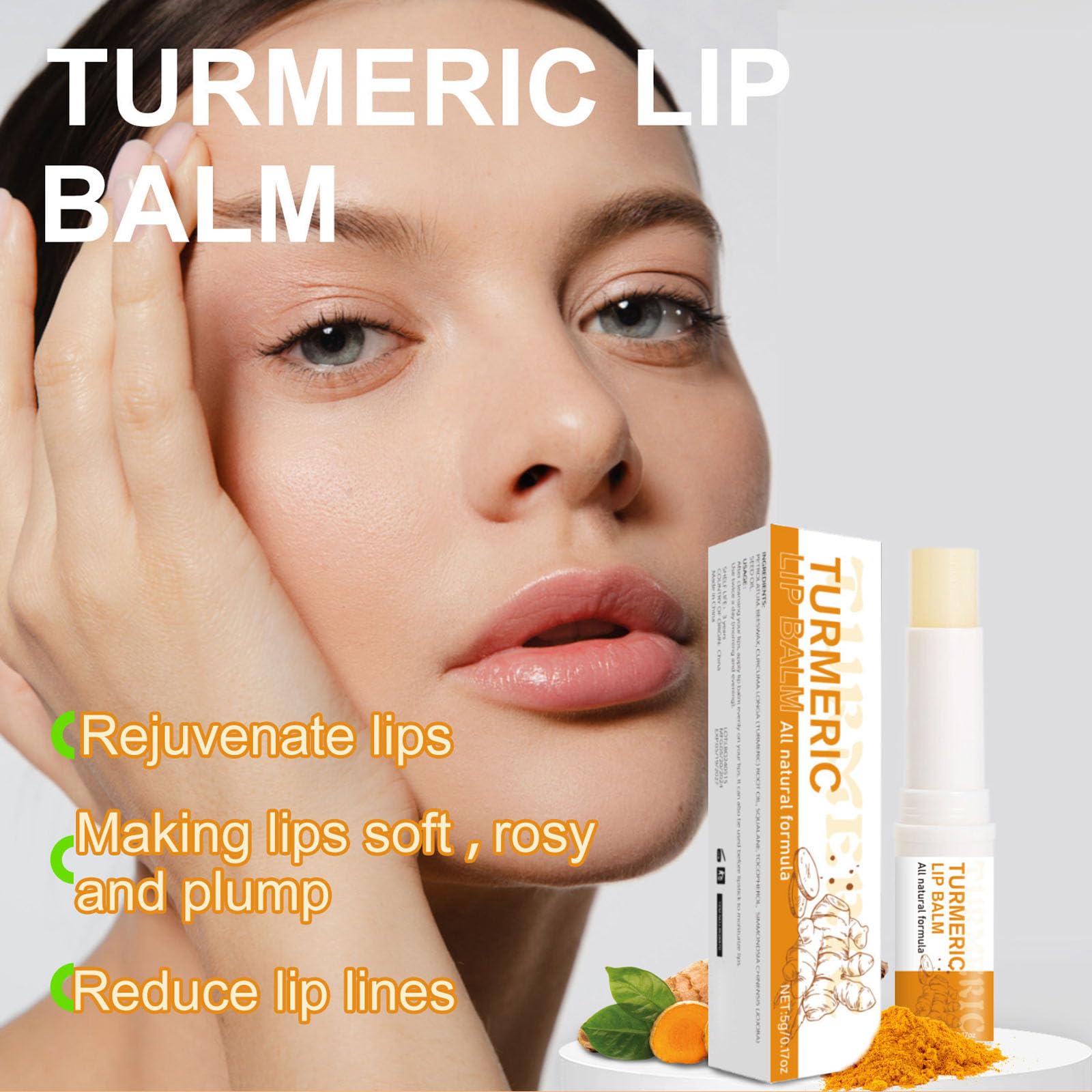 Top view of Murend turmeric lip treatment packaging