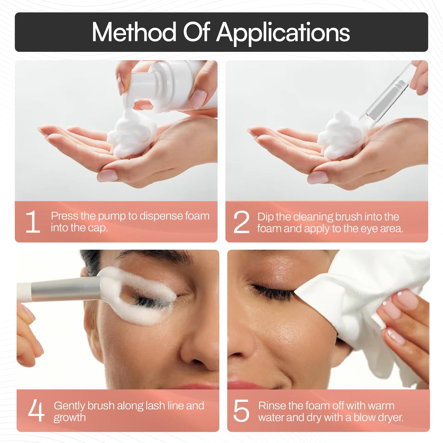 M Beauty Studio gentle no burn formula lash extension cleanser pump bottle