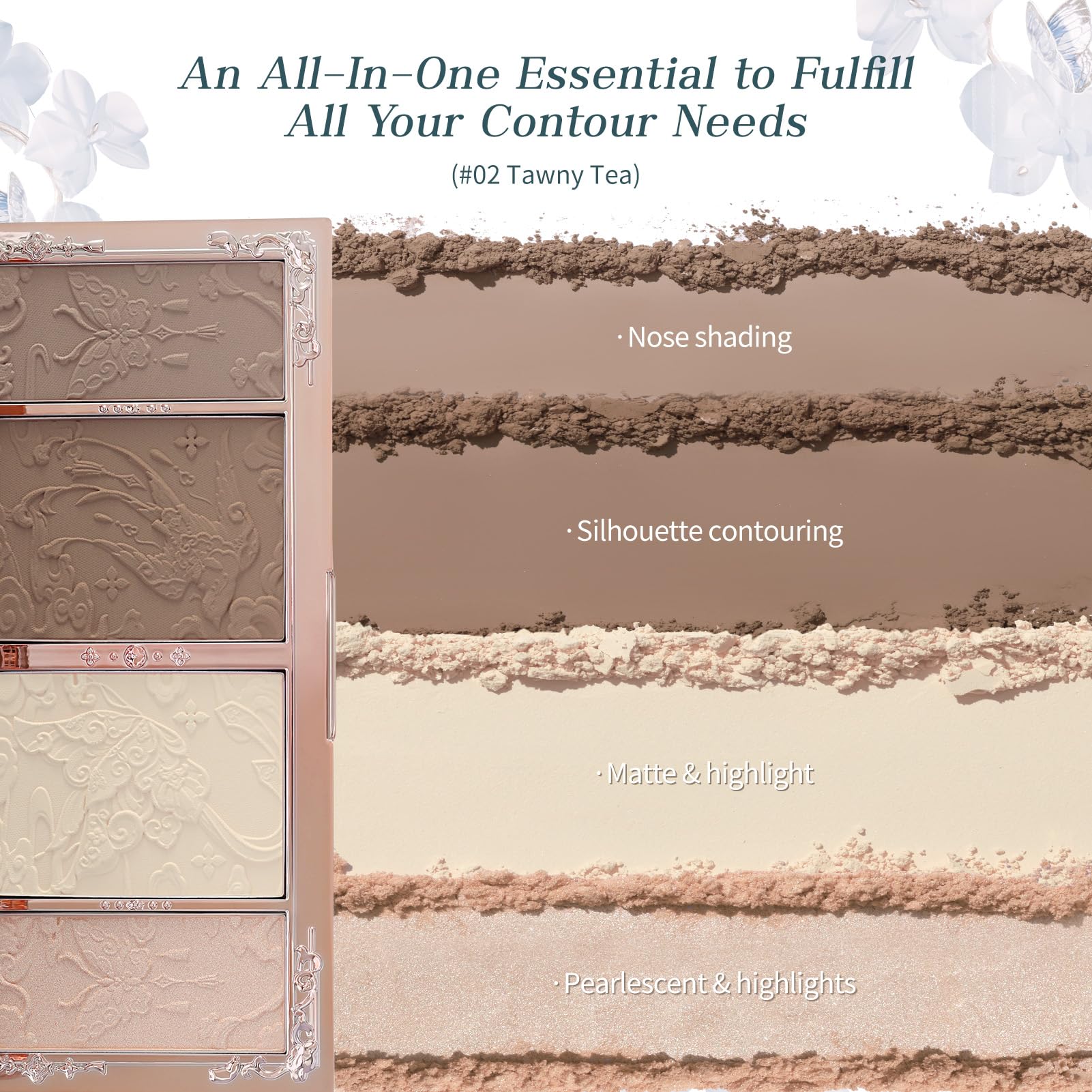 Close up of the butterfly cloud collar collection makeup palette detailing the traditional Chinese artistry.