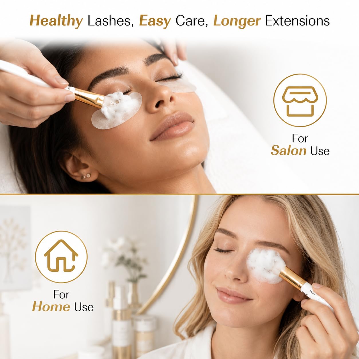 Complete Mererke Pretty eyelash extension aftercare kit spread out showing the cleanser bottle two pink brushes and the squeeze wash bottle