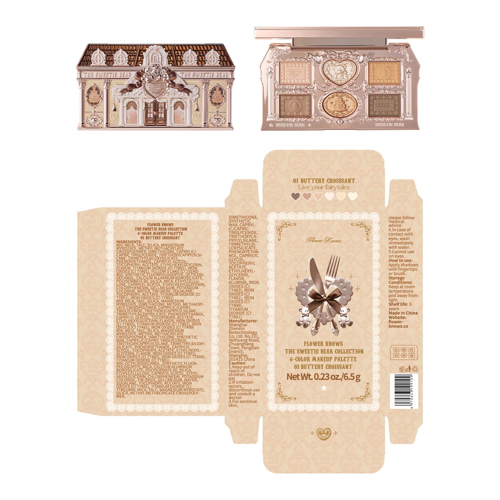Detailed product branding on Flower Knows Sweetie Bear palette